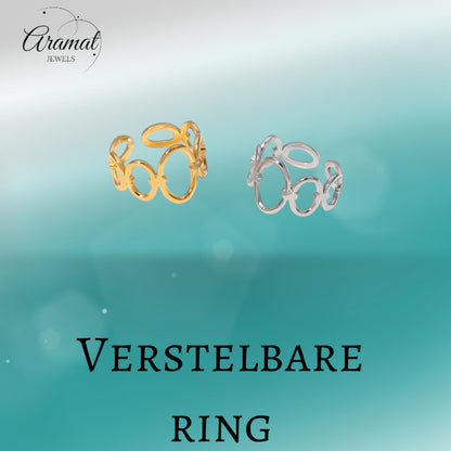 Open Ring RVS met Ovale Cirkelmotief (12 mm Breed)