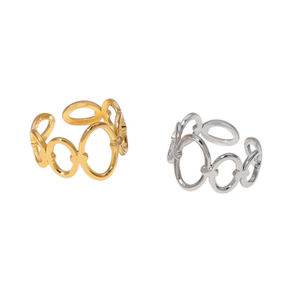Open Ring RVS met Ovale Cirkelmotief (12 mm Breed)