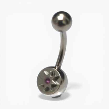 Stalen Navelpiercing met Paarse Zirkonia Ster