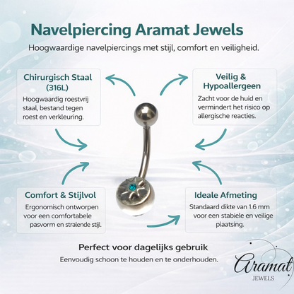 Zee Blauwe Navelpiercing met Ster - Stijlvol Accessoire