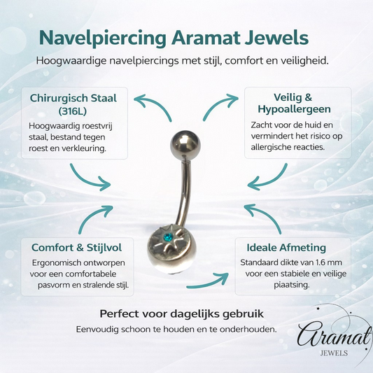 Zee Blauwe Navelpiercing met Ster - Stijlvol Accessoire