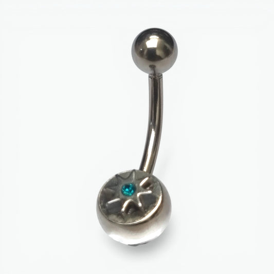 Zee Blauwe Navelpiercing met Ster - Stijlvol Accessoire