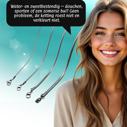 RVS Slangenketting Zilverkleur 45-60cm - Soepele Schakelketting Dames