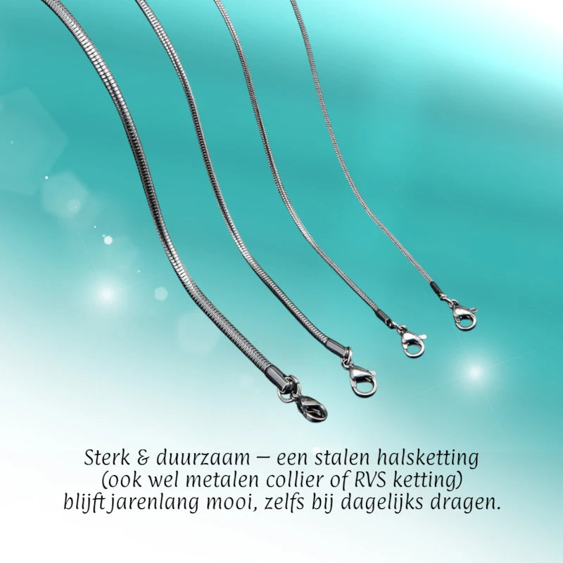RVS Slangenketting Zilverkleur 45-60cm - Soepele Schakelketting Dames