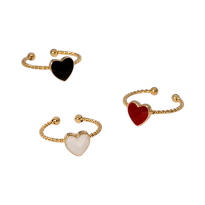 Verstelbare RVS Ring met Emaille Hartje - Goudkleur (8,5 mm)