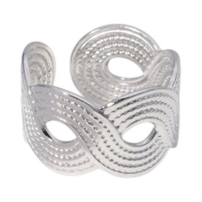 Brede Verstelbare Ring RVS met Vlecht Motief - 13 mm