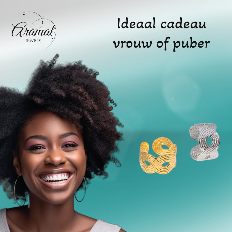 Brede Verstelbare Ring RVS met Vlecht Motief - 13 mm