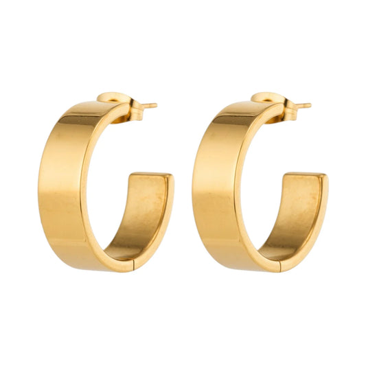 Oorbellen – 23mm Hoepel Creool Glad RVS Goudkleur Modern Unisex