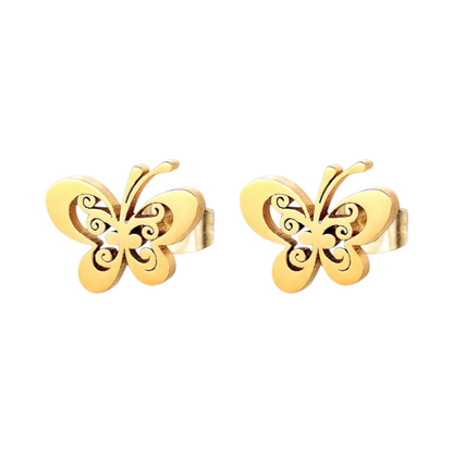 Boucles d'oreilles papillon ouvertes couleur or 10x8 mm