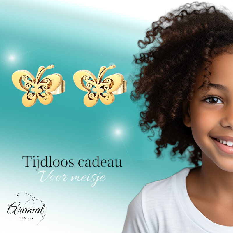 Boucles d'oreilles papillon ouvertes couleur or 10x8 mm