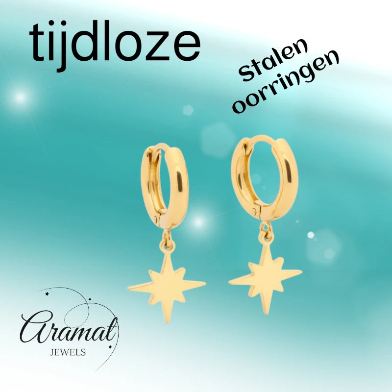 Boucles d'oreilles en or avec breloque étoile Ishster 10 mm