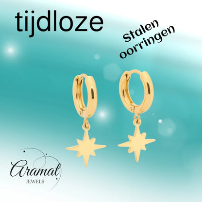 Boucles d'oreilles en or avec breloque étoile Ishster 10 mm