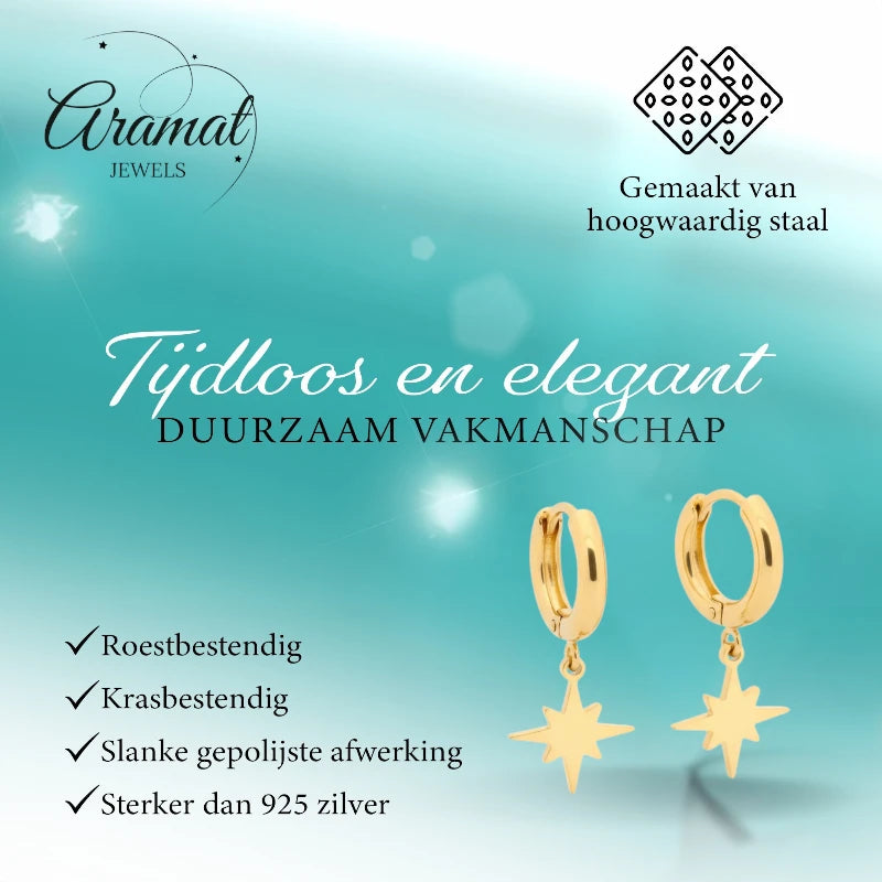 Boucles d'oreilles en or avec breloque étoile Ishster 10 mm