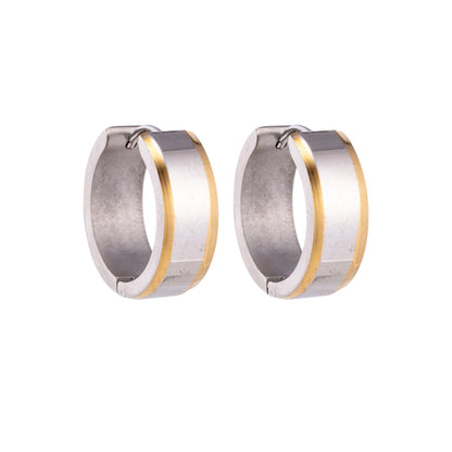 Oorringen – 20mm Bicolor Streep RVS Zilver/Goudkleur Unisex