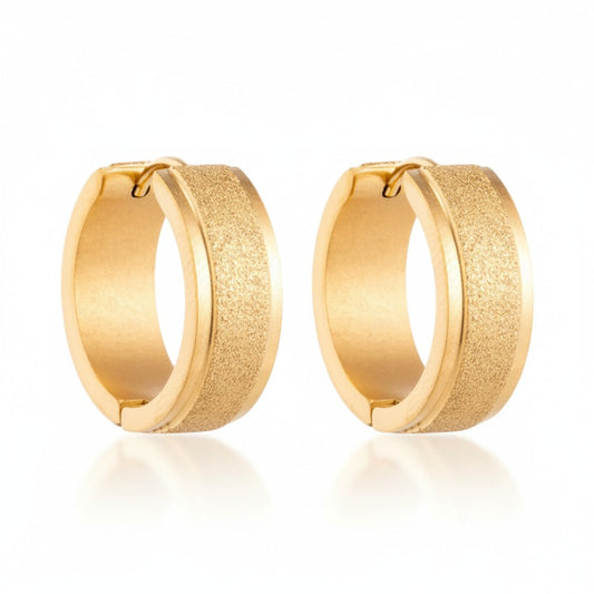 Boucles d'oreilles créoles de 20 mm en acier inoxydable doré, finition sablée, unisexe