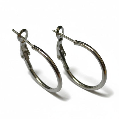 Boucles d'oreilles – Créoles classiques en acier inoxydable couleur argent (Tailles variées)