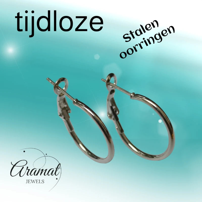 Boucles d'oreilles – Créoles classiques en acier inoxydable couleur argent (Tailles variées)