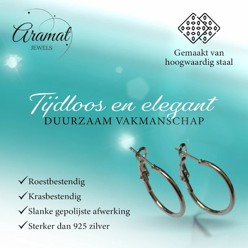 Boucles d'oreilles – Créoles classiques en acier inoxydable couleur argent (Tailles variées)