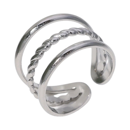 Open Ring Driedubbele Band: Glad en Gedraaid (15 mm Breed)