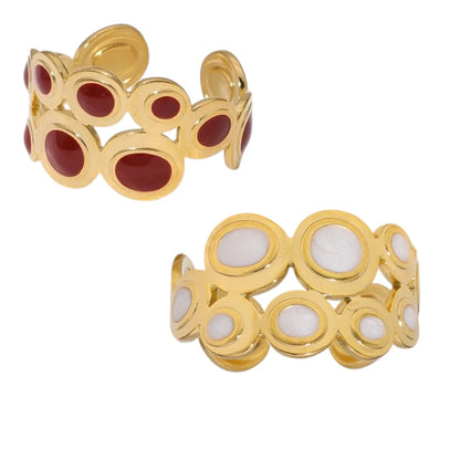 Open Ring RVS met Cirkelmotief en Emaille (12 mm)