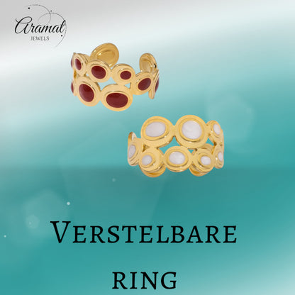 Open Ring RVS met Cirkelmotief en Emaille (12 mm)