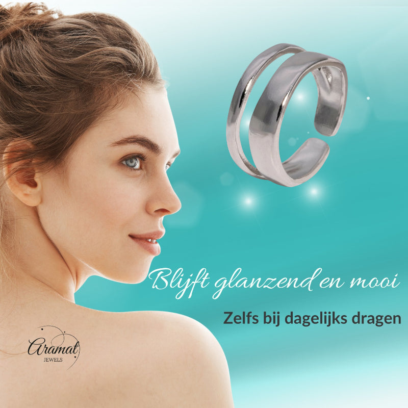 Minimalistische Open Ring Geometrisch (Verstelbaar RVS)