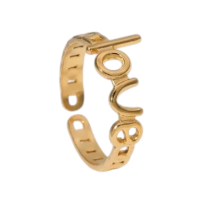 Open Ring Schakel Motief met 'Love' Letters (8 mm Verstelbaar)