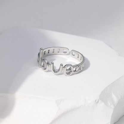 Open Ring Schakel Motief met 'Love' Letters (8 mm Verstelbaar)