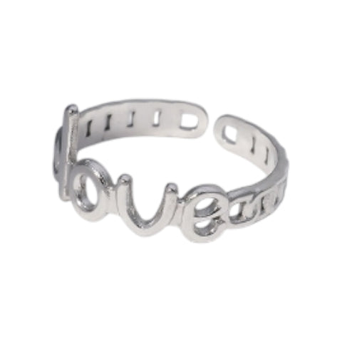 Open Ring Schakel Motief met 'Love' Letters (8 mm Verstelbaar)