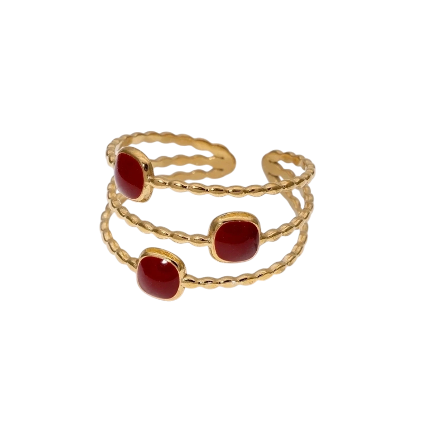 Open Ring Minimalistisch met Vierhoek en Emaille (Verstelbaar)