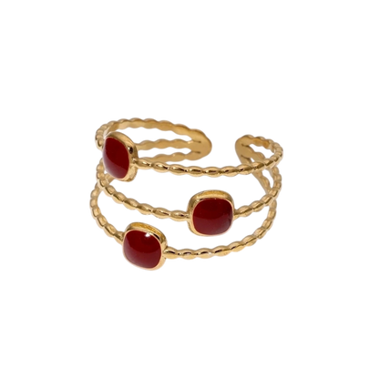 Open Ring Minimalistisch met Vierhoek en Emaille (Verstelbaar)