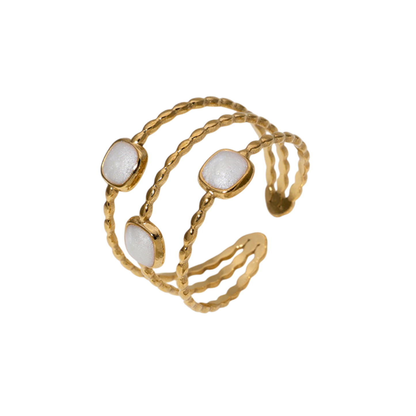 Open Ring Minimalistisch met Vierhoek en Emaille (Verstelbaar)