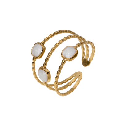 Open Ring Minimalistisch met Vierhoek en Emaille (Verstelbaar)