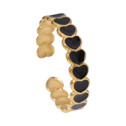 Open Ring RVS met Hartjes Schakel en Emaille (4,5 mm)