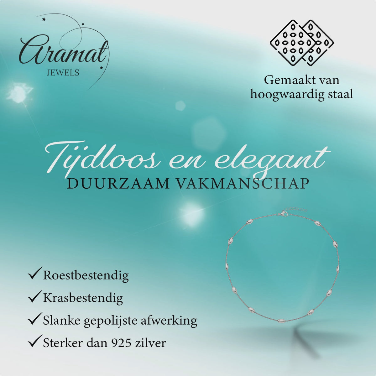 Goudkleurige of Zilverkleurige Ketting Ovale Bolletjes RVS 5mm 40cm Dames