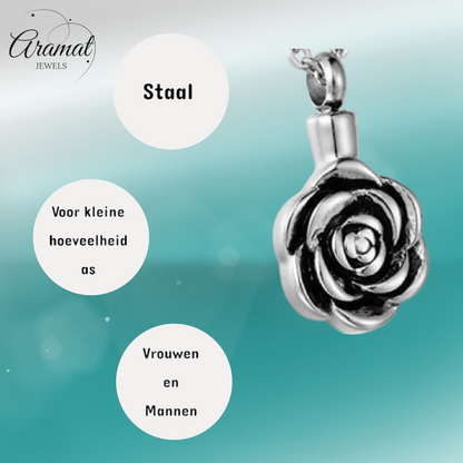 Pendentif rose argenté - bijou commémoratif en acier inoxydable