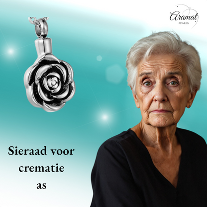 Pendentif rose argenté - bijou commémoratif en acier inoxydable