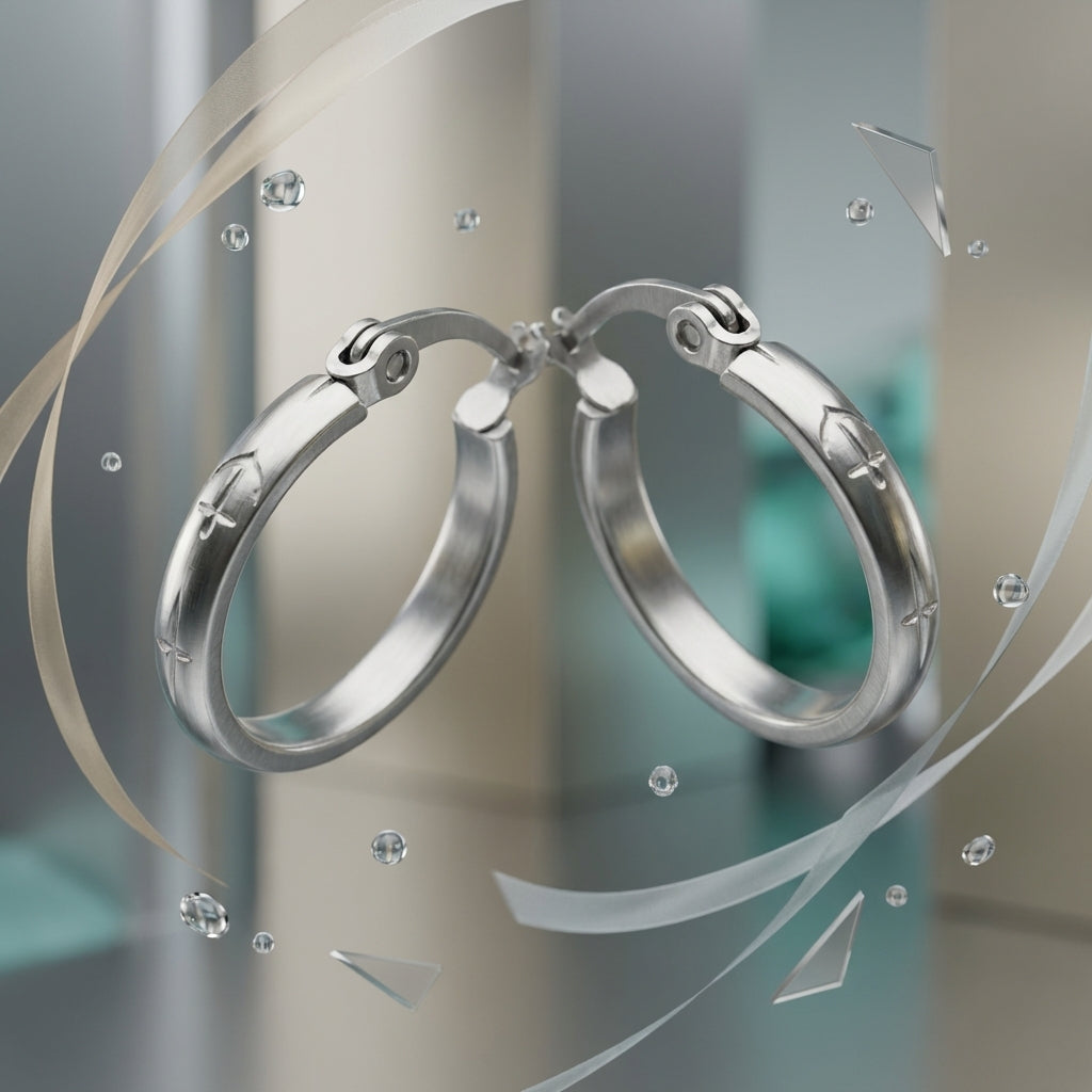 RVS Oorringen met Ankermotief Zilverkleur 20mm