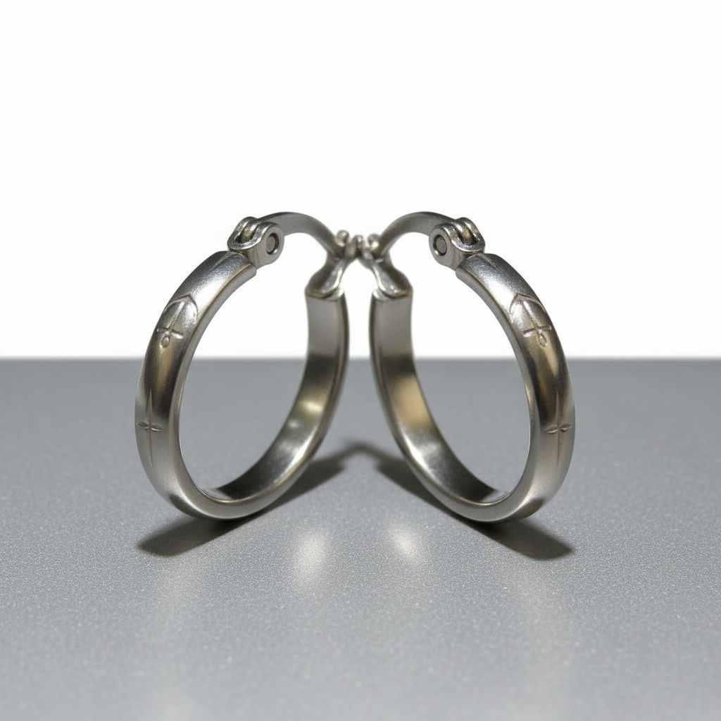 RVS Oorringen met Ankermotief Zilverkleur 20mm