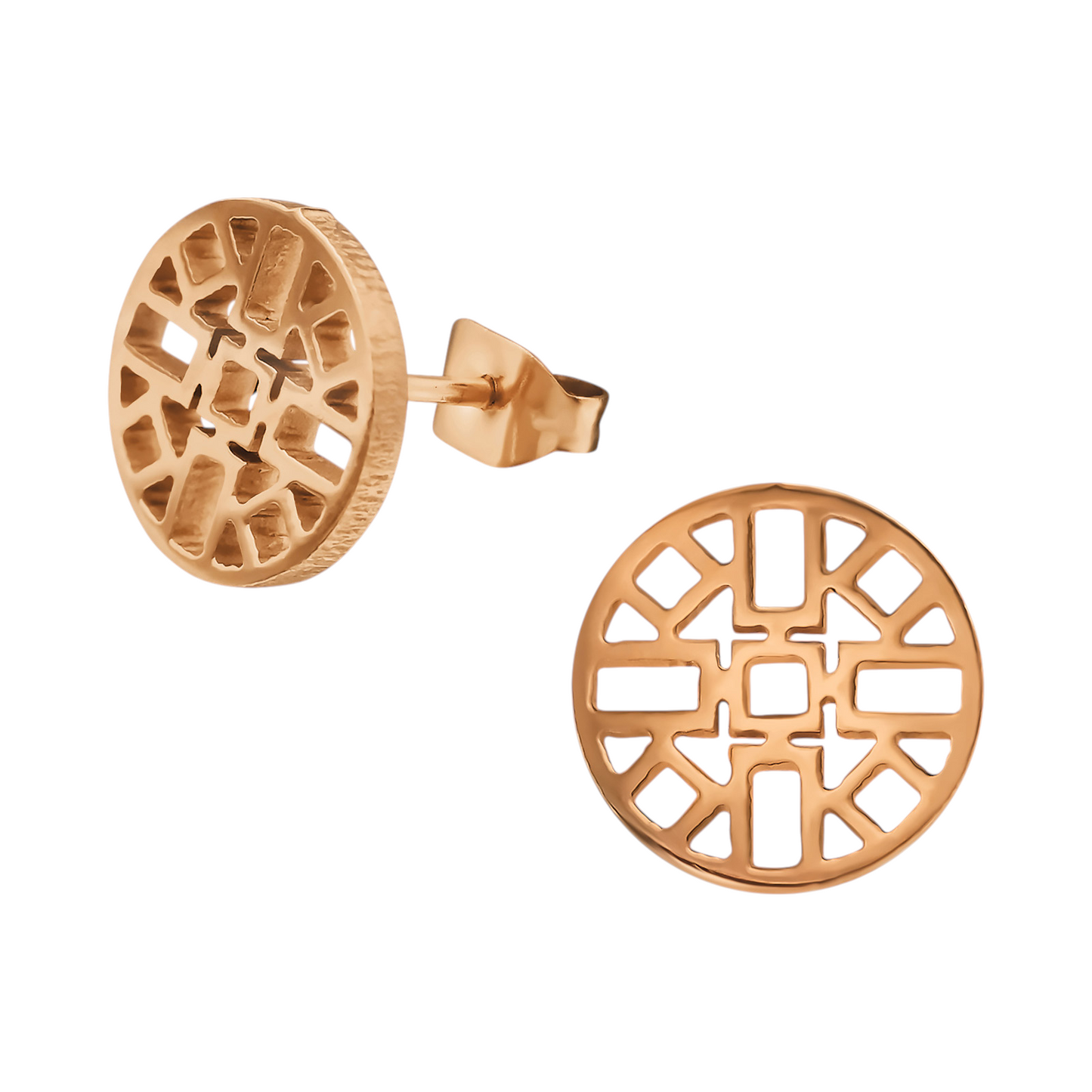 Boucles d'oreilles à motif aztèque rose, 10 mm