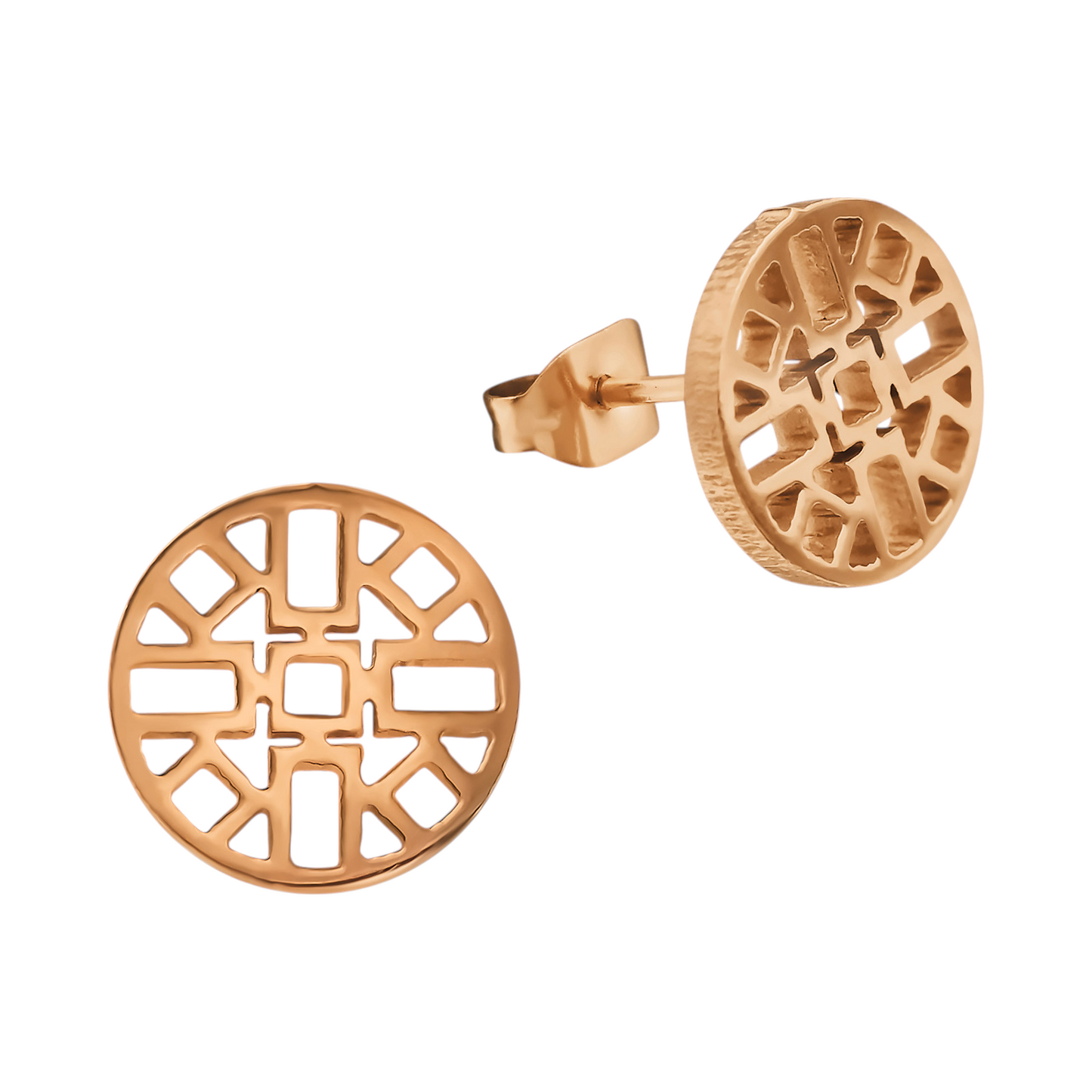 Boucles d'oreilles à motif aztèque rose, 10 mm