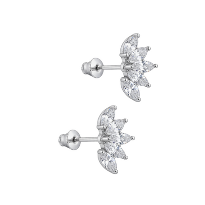 Stalen Zirkonia Waaiertjes Oorbellen 10mm Schroefsluiting
