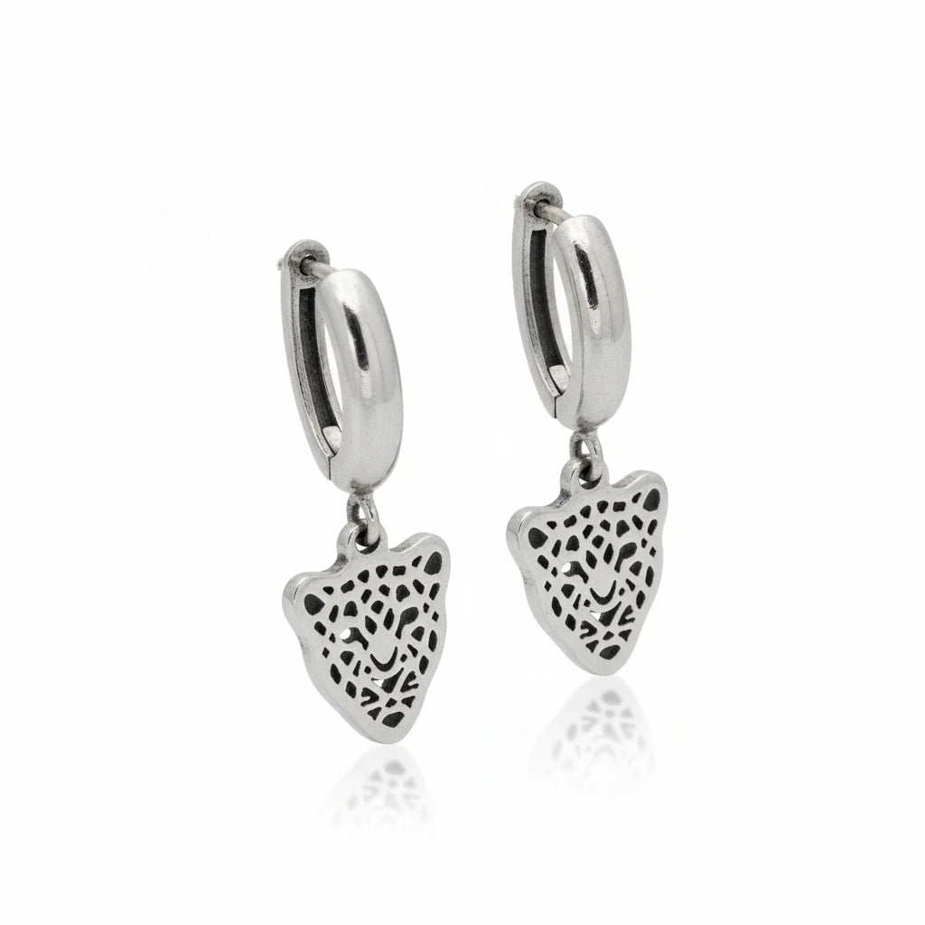 Boucles d'oreilles en acier avec pendentif léopard 10 mm - Boucles d'oreilles tendance