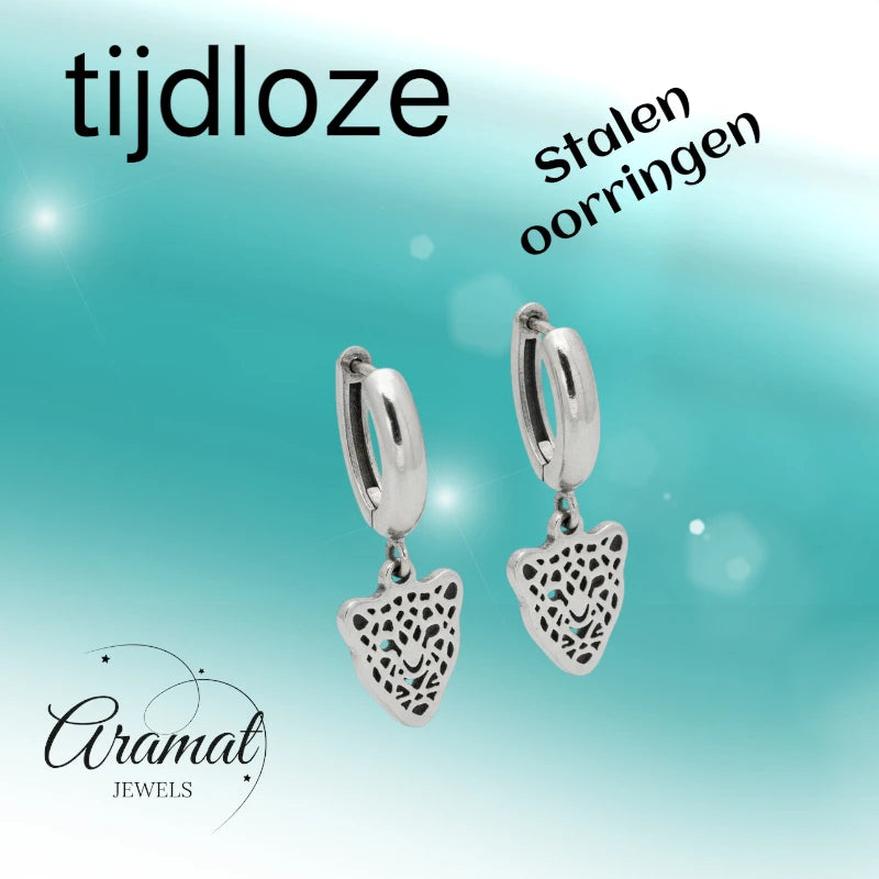 Boucles d'oreilles en acier avec pendentif léopard 10 mm - Boucles d'oreilles tendance
