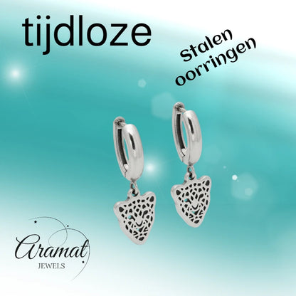 Boucles d'oreilles en acier avec pendentif léopard 10 mm - Boucles d'oreilles tendance