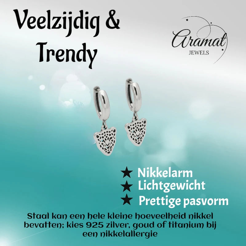 Boucles d'oreilles en acier avec pendentif léopard 10 mm - Boucles d'oreilles tendance