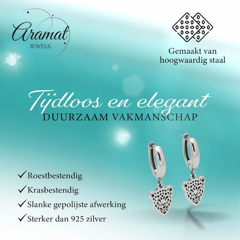 Boucles d'oreilles en acier avec pendentif léopard 10 mm - Boucles d'oreilles tendance