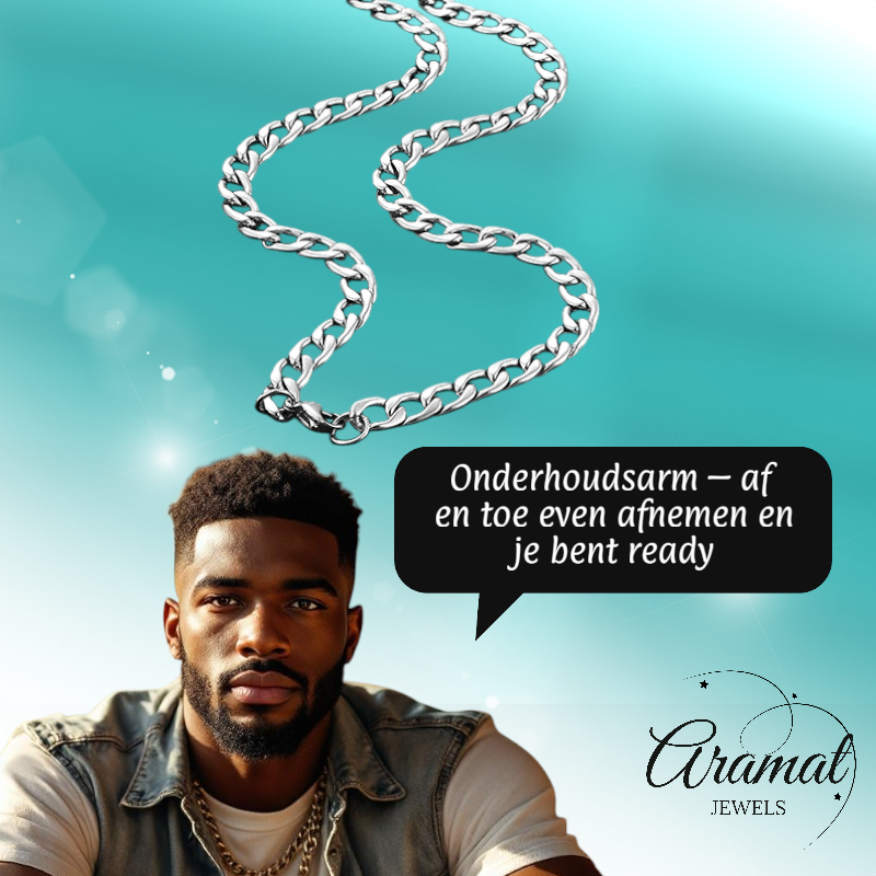 Chaîne gourmette en acier inoxydable couleur argent 50-60 cm - Chaîne à maillons résistants