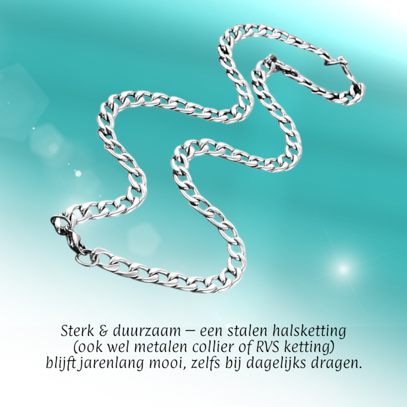 Chaîne gourmette en acier inoxydable couleur argent 50-60 cm - Chaîne à maillons résistants