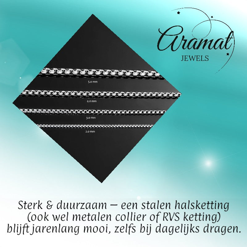 RVS Jasseron Halsketting 65 cm – 3 mm